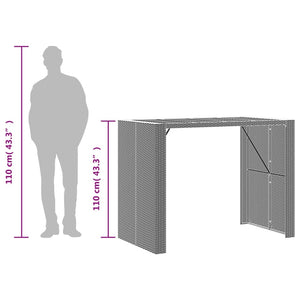 Garten Bartisch Grau Polyrattan mit Holzplatte