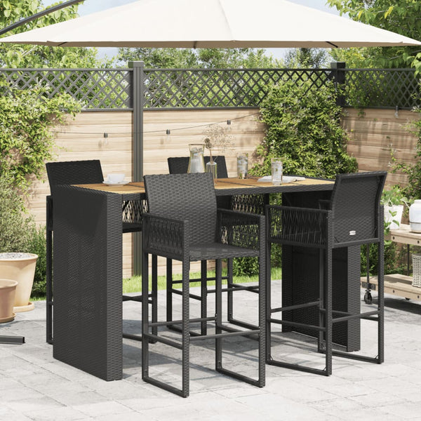 Garten Bartisch Schwarz Polyrattan 185x80 cm