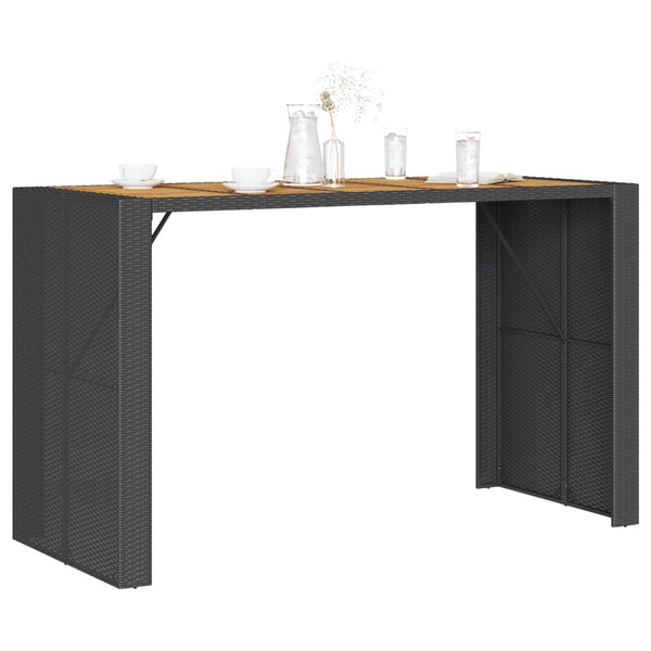 Garten Bartisch Schwarz Polyrattan 185x80 cm
