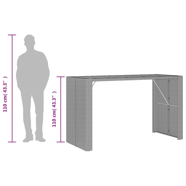 Garten Bartisch Schwarz Polyrattan 185x80 cm