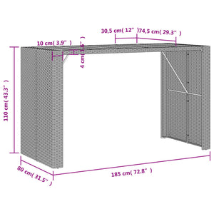 Garten Bartisch Schwarz Polyrattan 185x80 cm