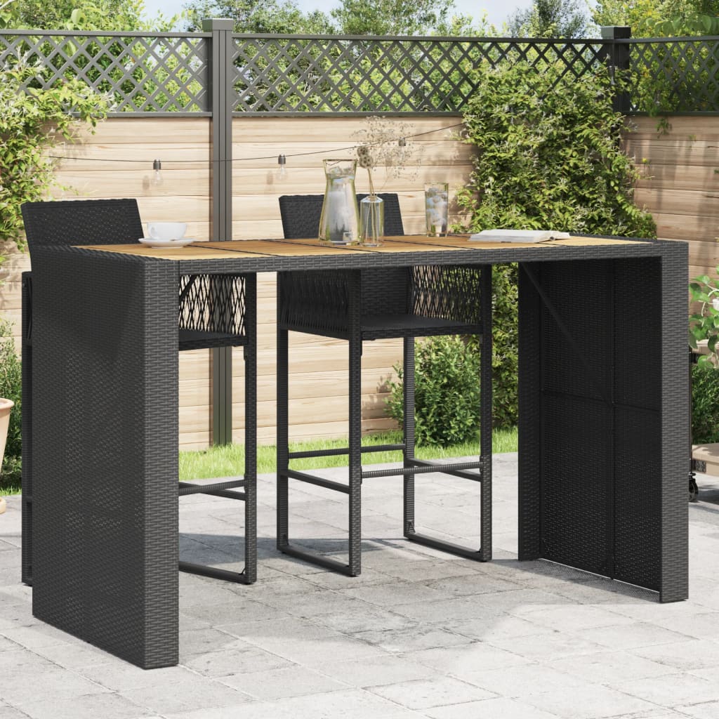 Garten Bartisch Schwarz Polyrattan 185x80 cm