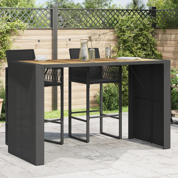 Garten Bartisch Schwarz Polyrattan 185x80 cm