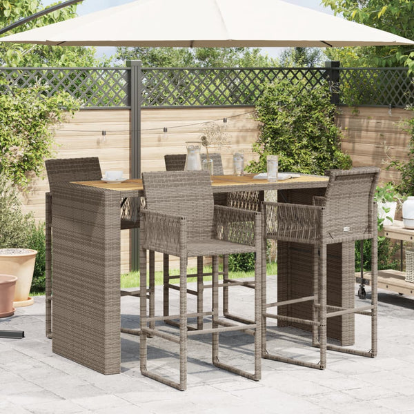 Grauer Garten-Bartisch 185 cm mit Holzplatte