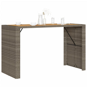 Grauer Garten-Bartisch 185 cm mit Holzplatte
