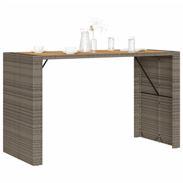 Grauer Garten-Bartisch 185 cm mit Holzplatte