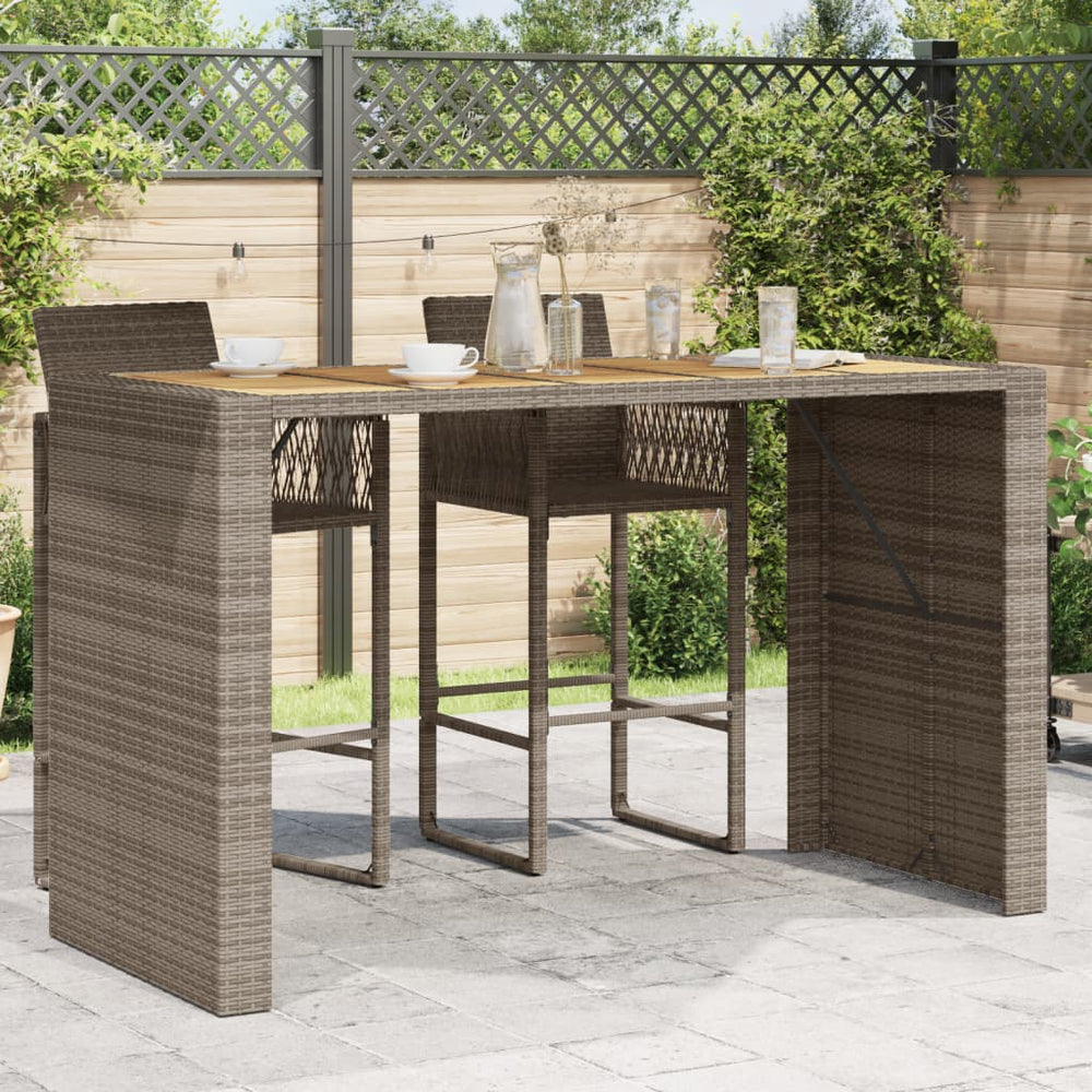 Grauer Garten-Bartisch 185 cm mit Holzplatte