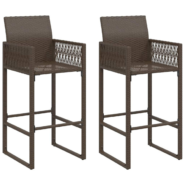 Garten Barhocker 2er Set Braun Rattan