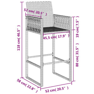 Garten Barhocker 2er Set Braun Rattan