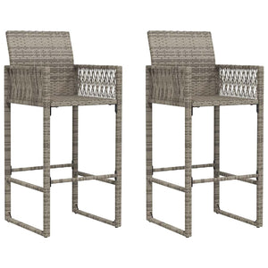Garten Barhocker Grau Poly Rattan 2er Set