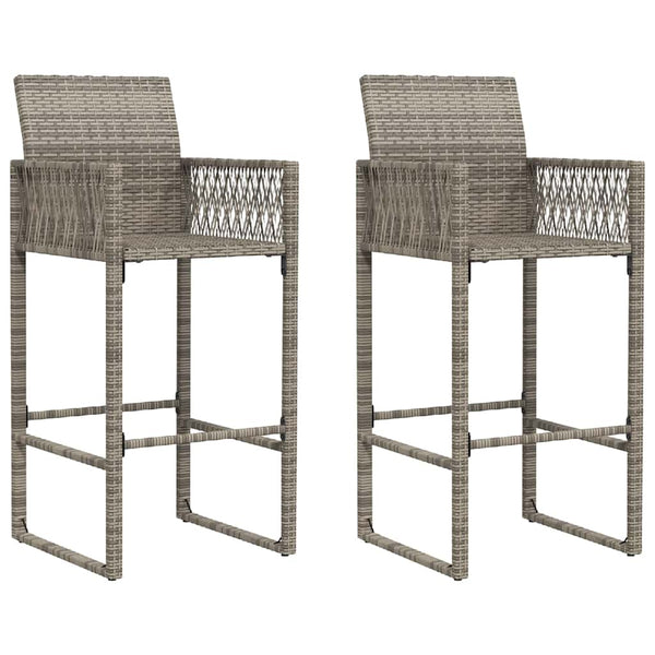 Garten Barhocker Grau Poly Rattan 2er Set
