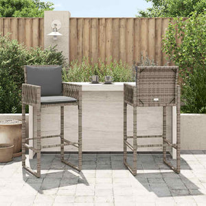 Garten Barhocker Grau Poly Rattan 2er Set
