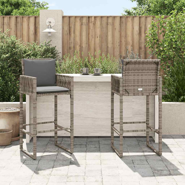 Garten Barhocker Grau Poly Rattan 2er Set