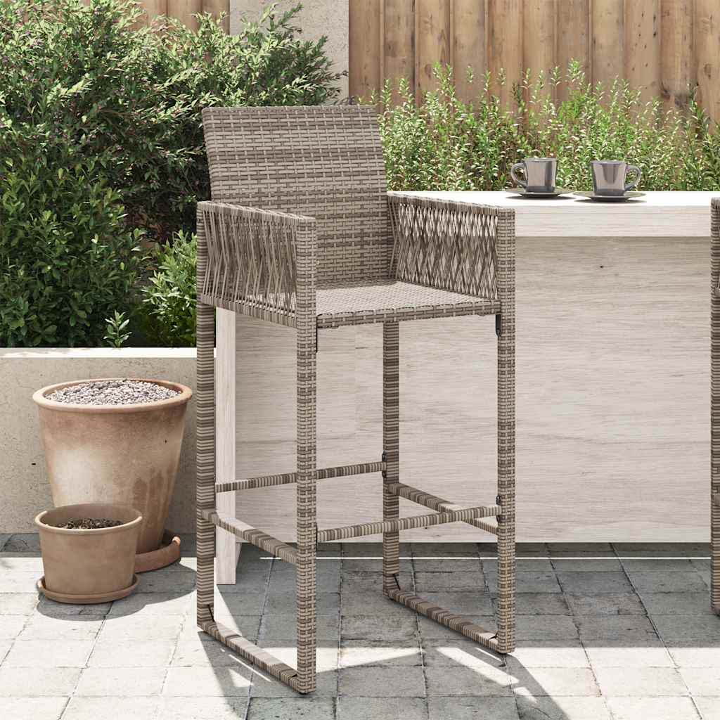 Garten Barhocker Grau Poly Rattan 2er Set