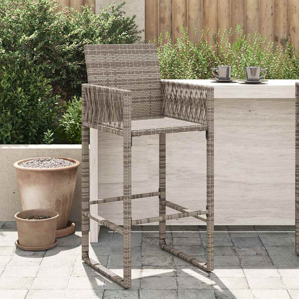 Garten Barhocker Grau Poly Rattan 2er Set