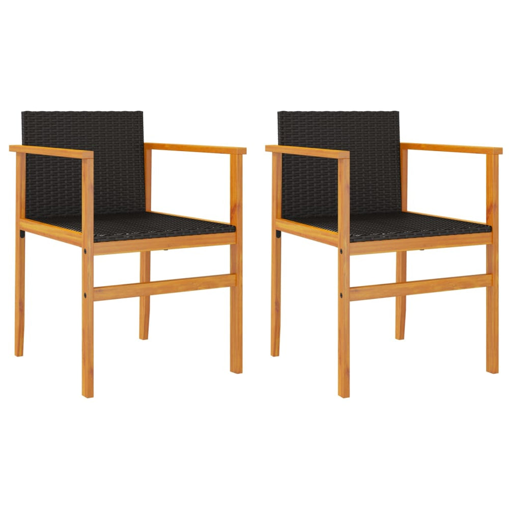 Gartenstühle 2er Set Poly Rattan Schwarz