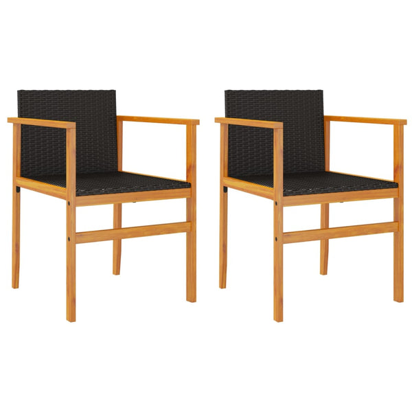 Gartenstühle 2er Set Poly Rattan Schwarz