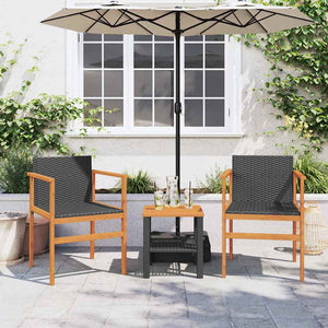 Gartenstühle 2er Set Poly Rattan Schwarz