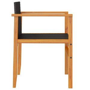 Gartenstühle 2er Set Poly Rattan Schwarz