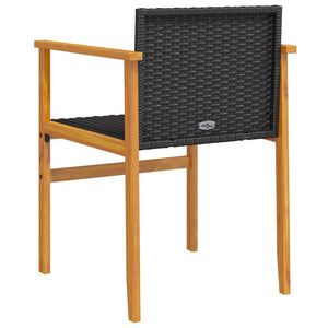 Gartenstühle 2er Set Poly Rattan Schwarz