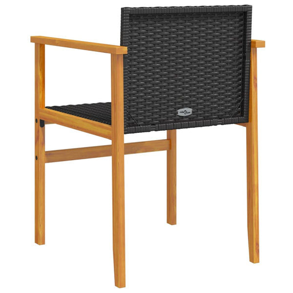 Gartenstühle 2er Set Poly Rattan Schwarz