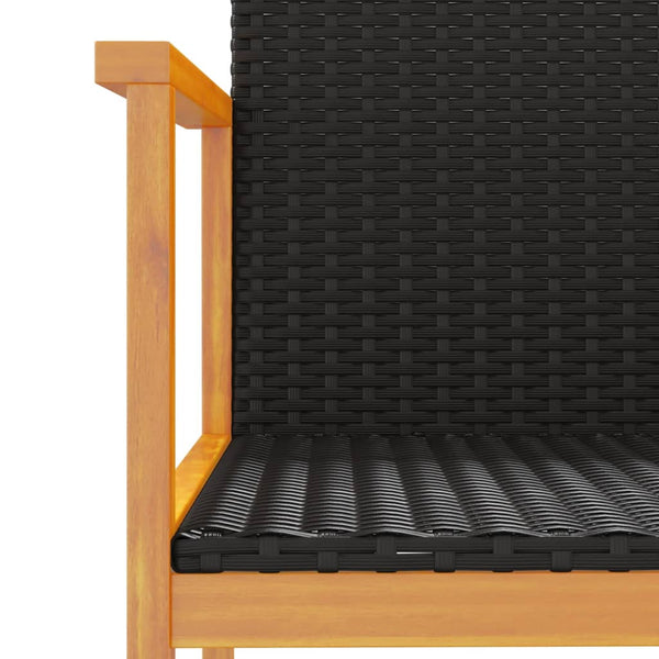 Gartenstühle 2er Set Poly Rattan Schwarz