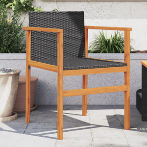 Gartenstühle 2er Set Poly Rattan Schwarz