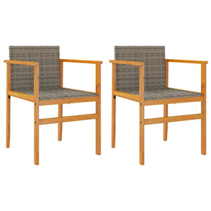Gartenstühle 2er Set Grau Poly Rattan