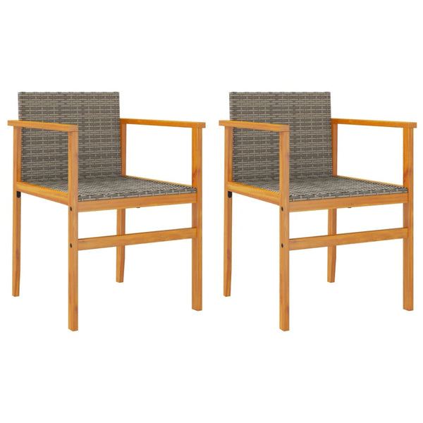 Gartenstühle 2er Set Grau Poly Rattan