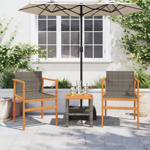 Gartenstühle 2er Set Grau Poly Rattan