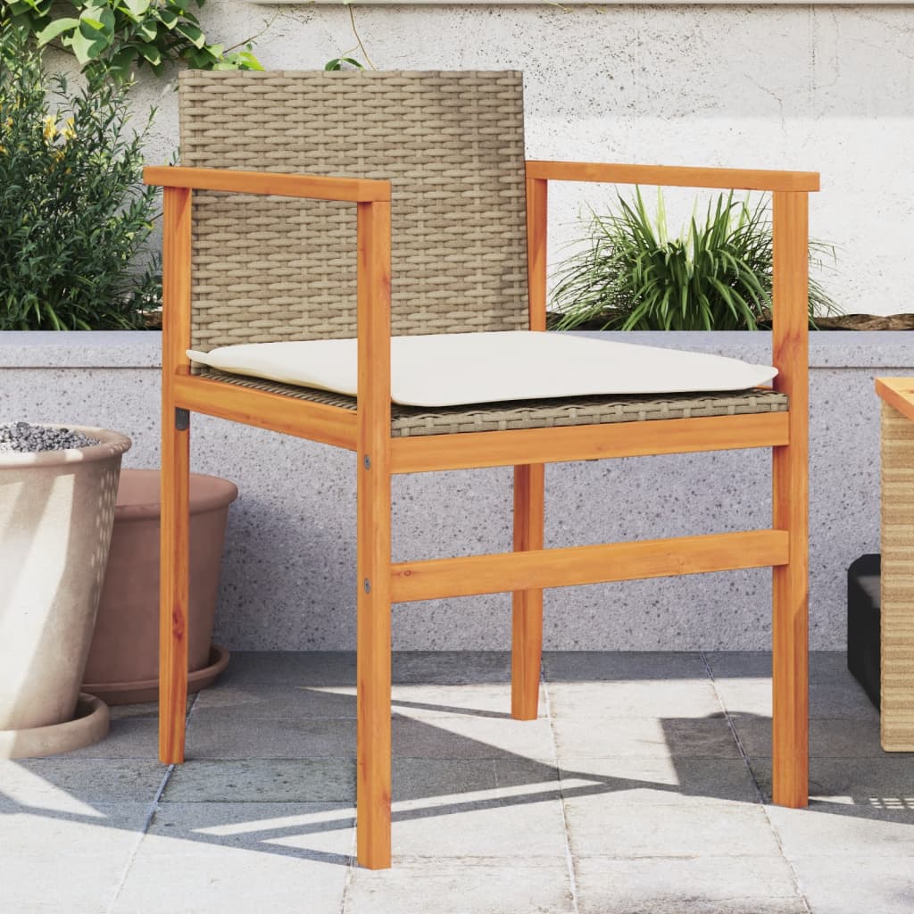 Gartenstühle mit Kissen, 2er Set, Beige