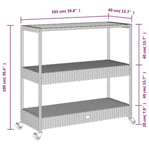Barwagen Schwarz Poly Rattan Akazie