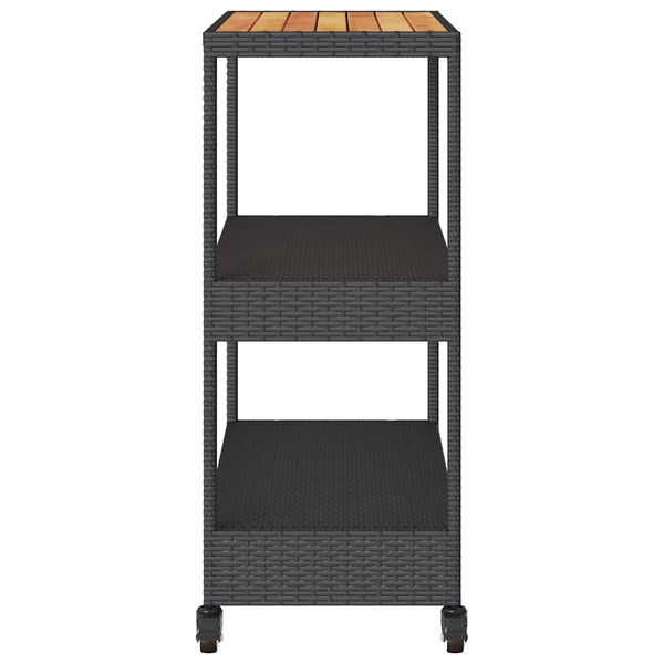 Barwagen Schwarz Poly Rattan Akazie
