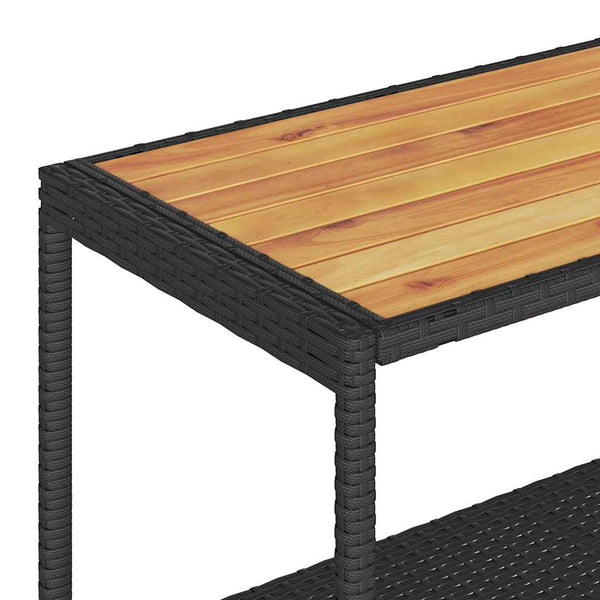 Barwagen Schwarz Poly Rattan Akazie