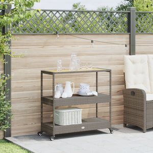Barwagen Grau Poly Rattan Akazie