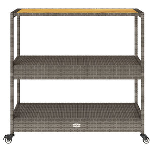 Barwagen Grau Poly Rattan Akazie