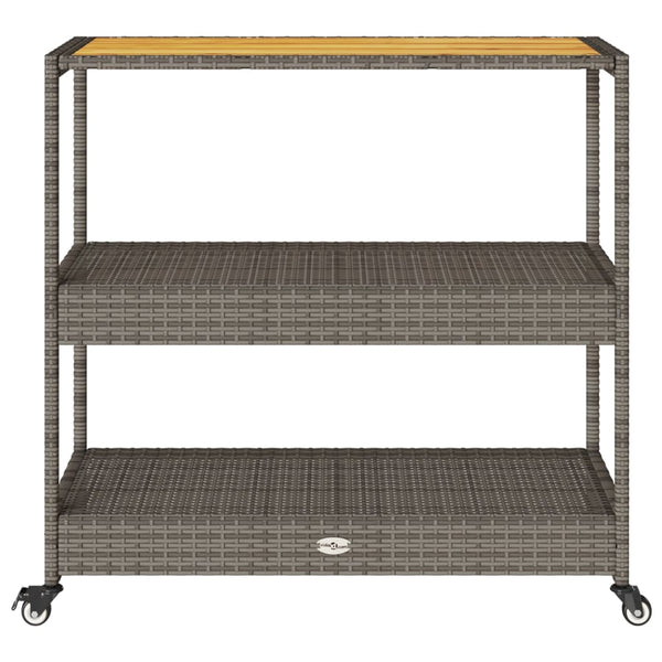 Barwagen Grau Poly Rattan Akazie