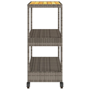 Barwagen Grau Poly Rattan Akazie
