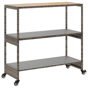 Barwagen Grau Poly Rattan Akazie