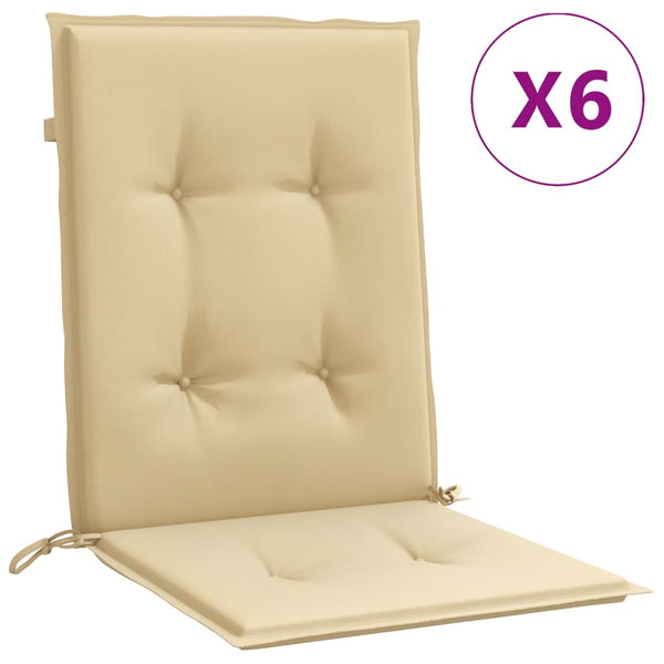 Niedriglehner Auflagen Beige 6er Set 100x50 cm
