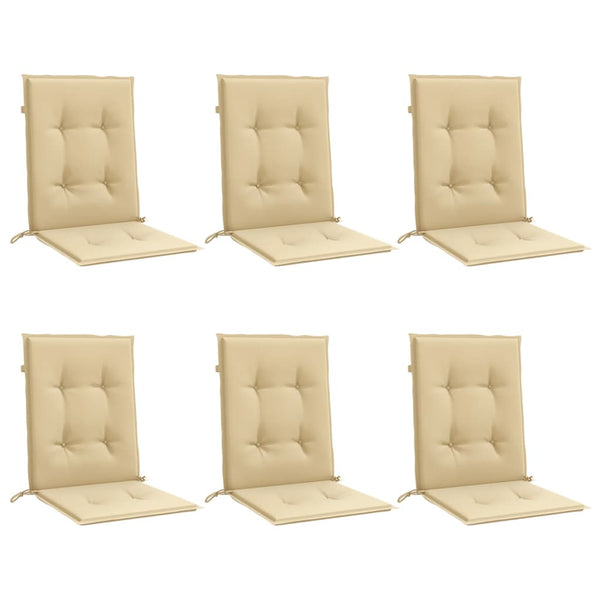 Niedriglehner Auflagen Beige 6er Set 100x50 cm