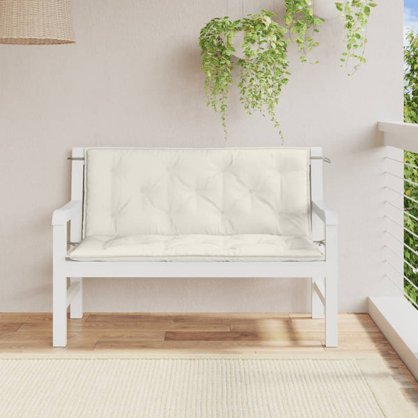 vidaXL Coussins de banc de jardin 2 pcs Mélange crème 120x50x7 cm Tissu