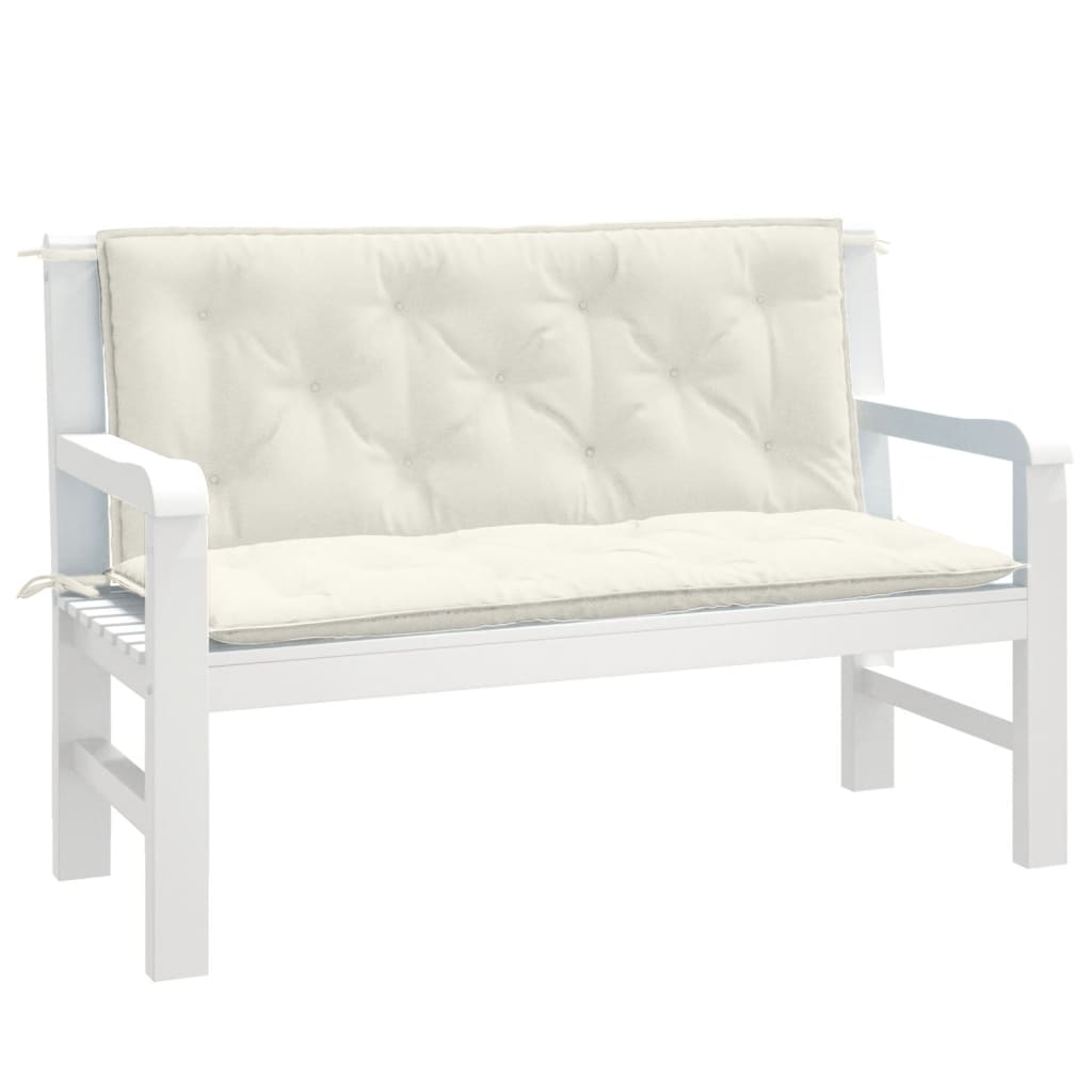 vidaXL Coussins de banc de jardin 2 pcs Mélange crème 120x50x7 cm Tissu