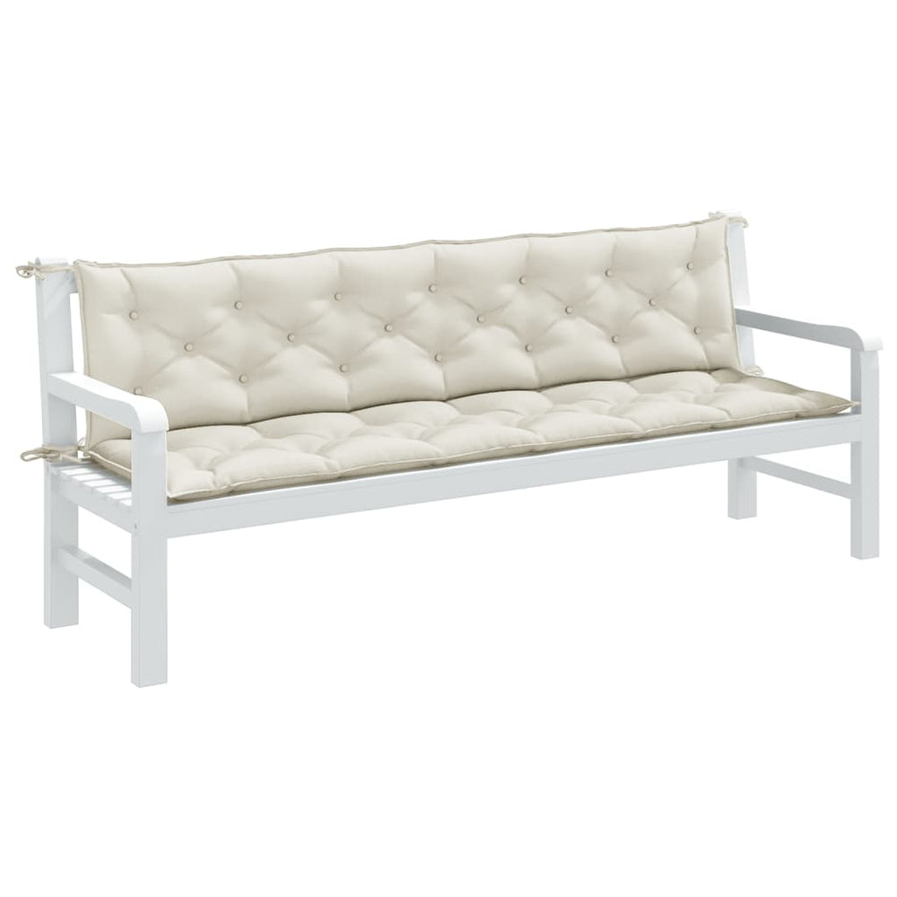 Gartenbank Auflagen Creme 2er Set 200x50 cm
