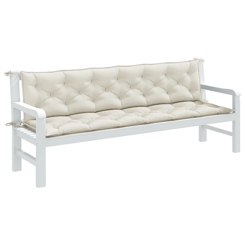 Gartenbank Auflagen Creme 2er Set 200x50 cm
