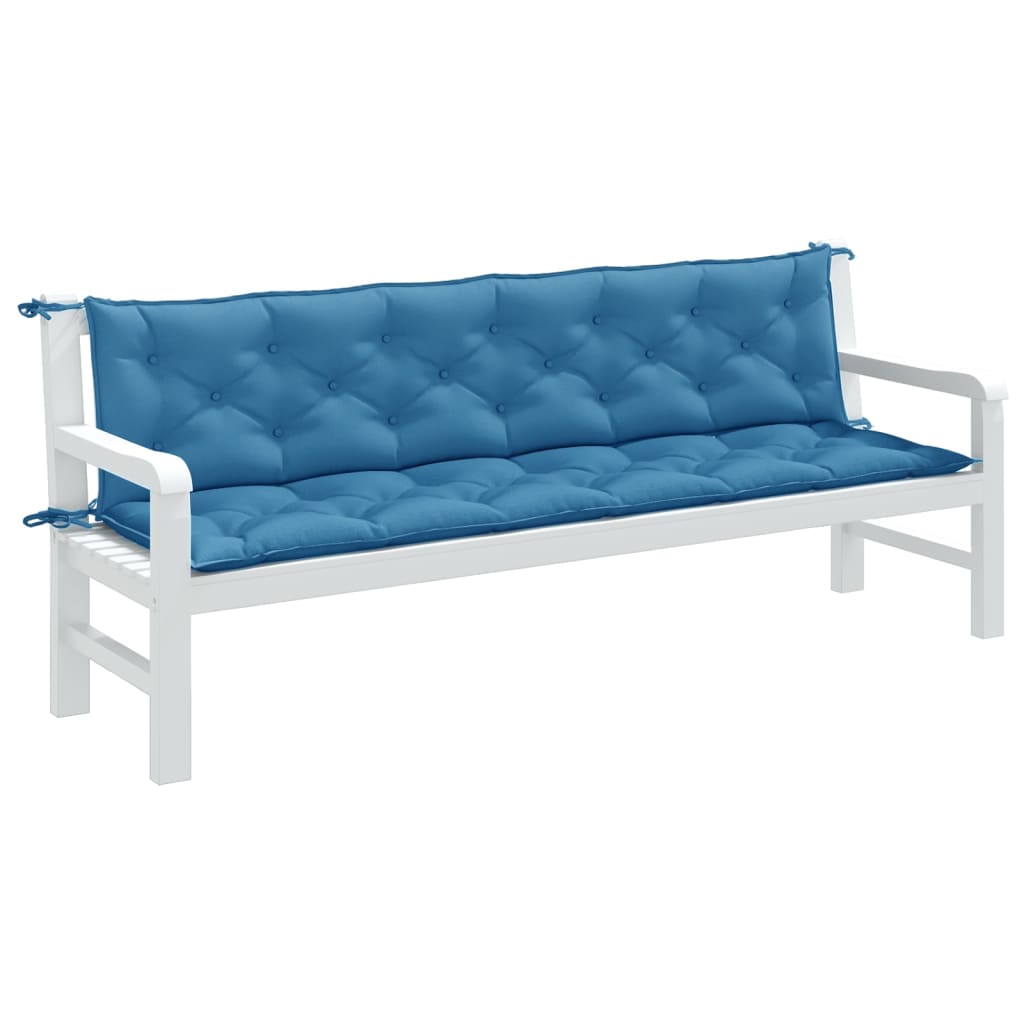 Blaue Gartenbank Auflagen 2er Set 200 cm