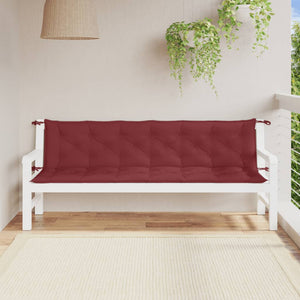 vidaXL Coussins de banc de jardin 2 pcs Mélange rouge bordeaux 200x50x7 cm Tissu