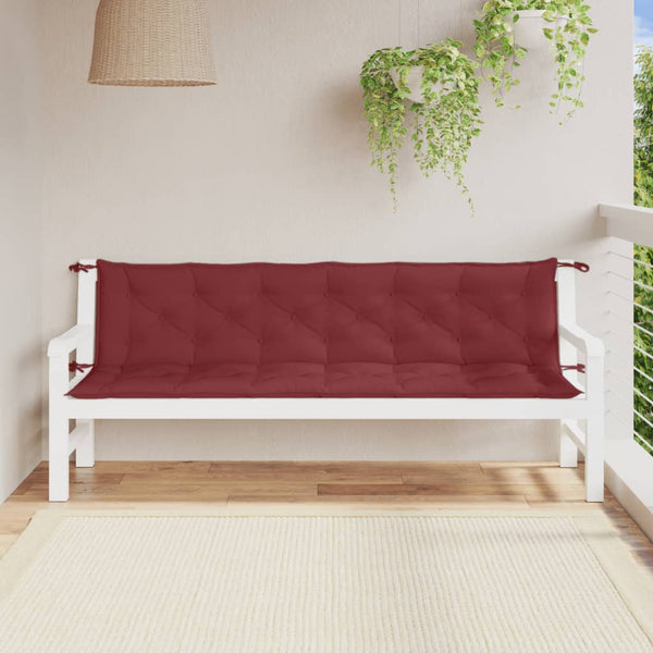 vidaXL Coussins de banc de jardin 2 pcs Mélange rouge bordeaux 200x50x7 cm Tissu