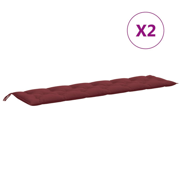 vidaXL Coussins de banc de jardin 2 pcs Mélange rouge bordeaux 200x50x7 cm Tissu