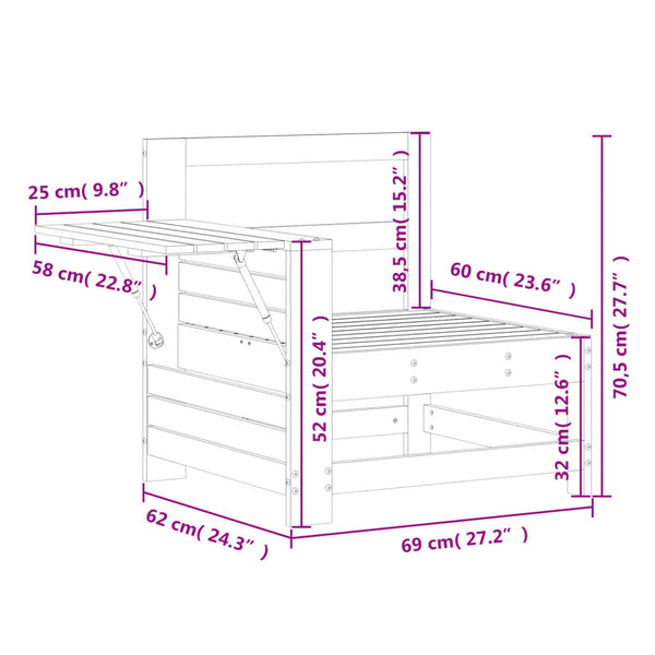 Gartensofa Kiefer mit Beistelltisch